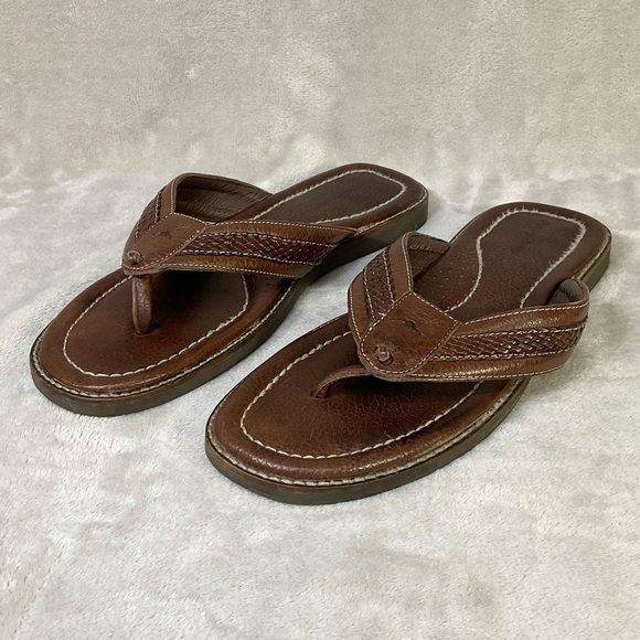 Tommy Bahama Other - Tommy Bahama Sandals Anchors Away Men’s 13 D Leather Thong Flip Flop
